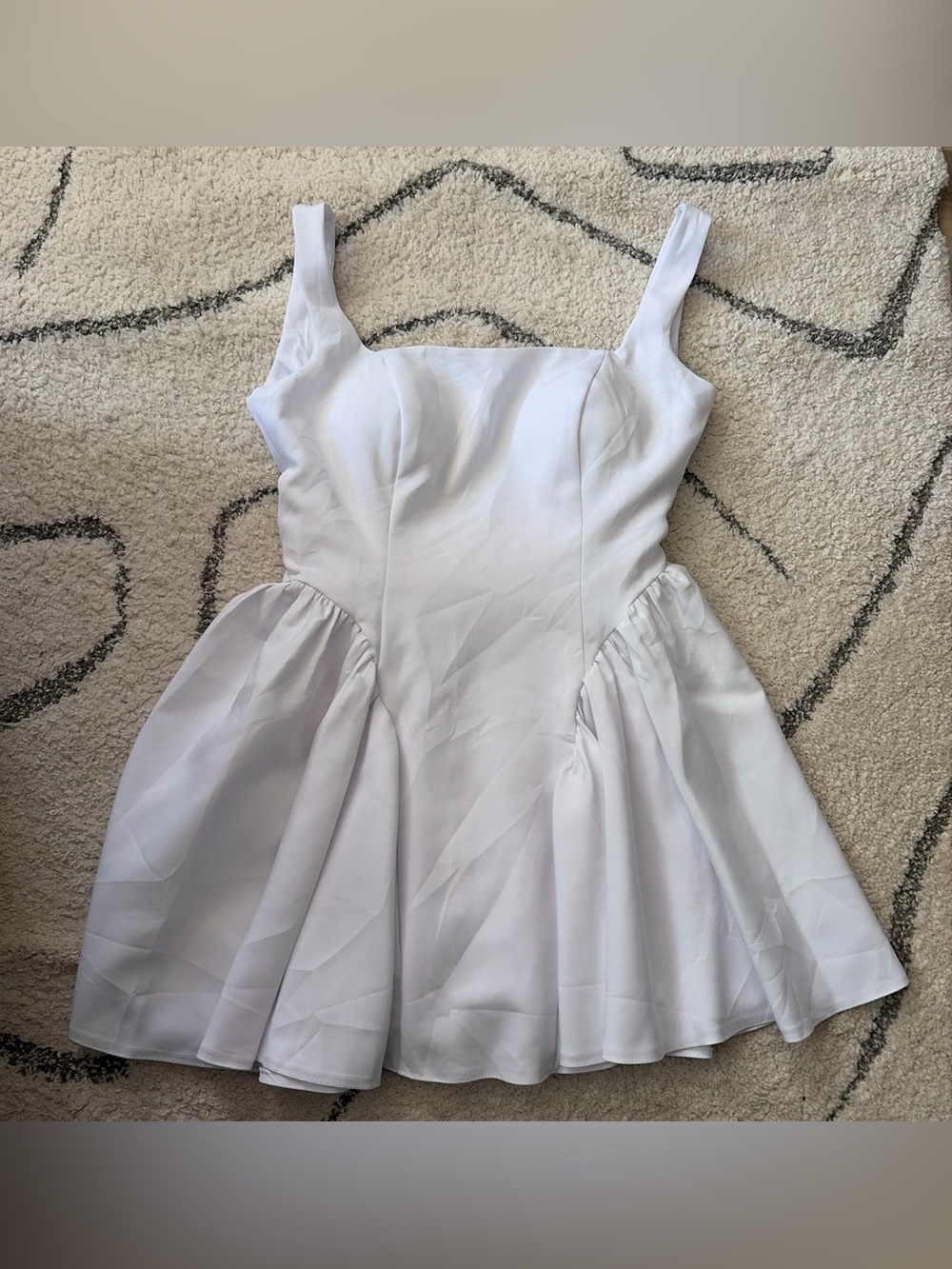 White Sleeveless Fit-and-Flare Mini Dress bow in back